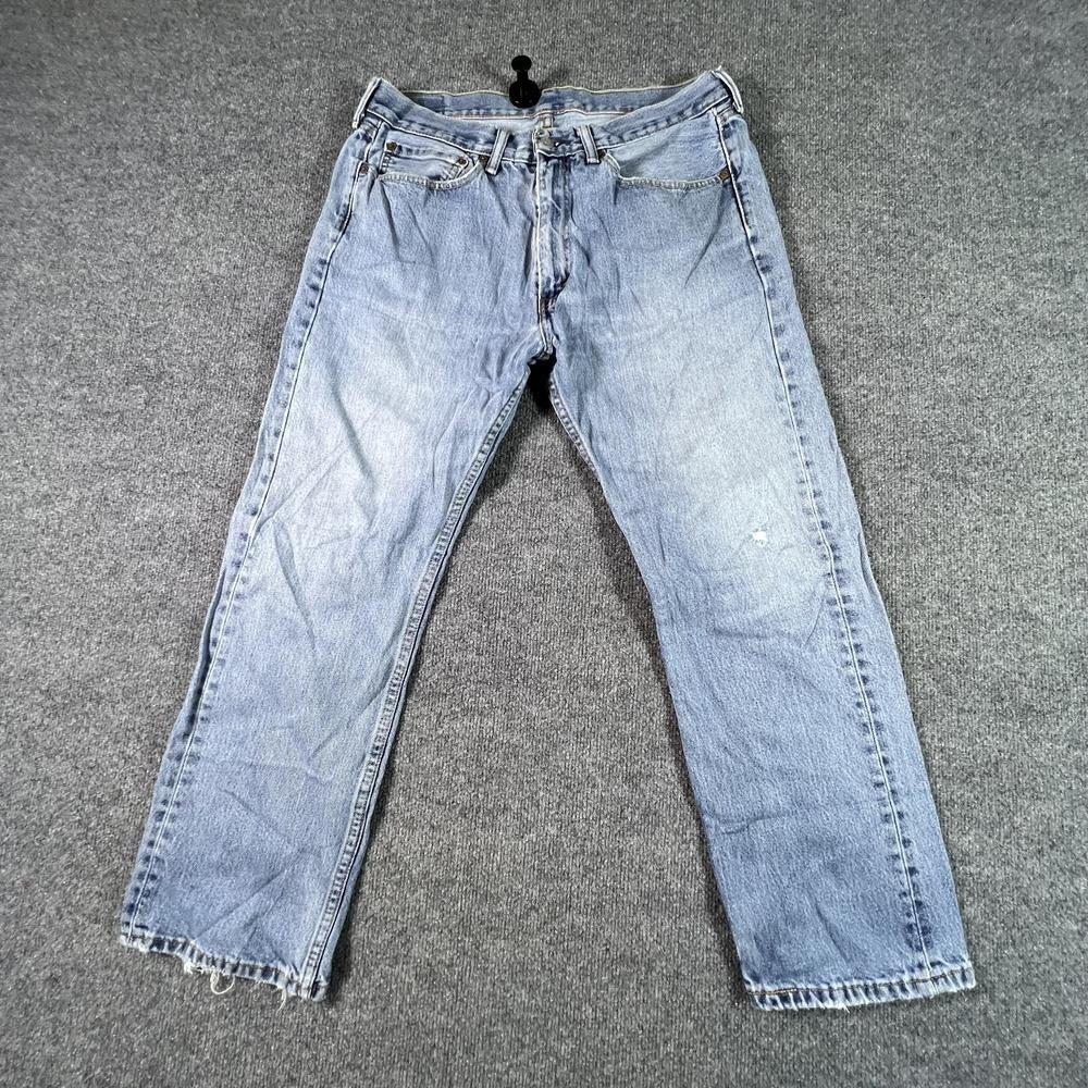 Levi's 505 Straight Jeans Men's 36x29 Blue Cotton Denim Faded Workwear Travel